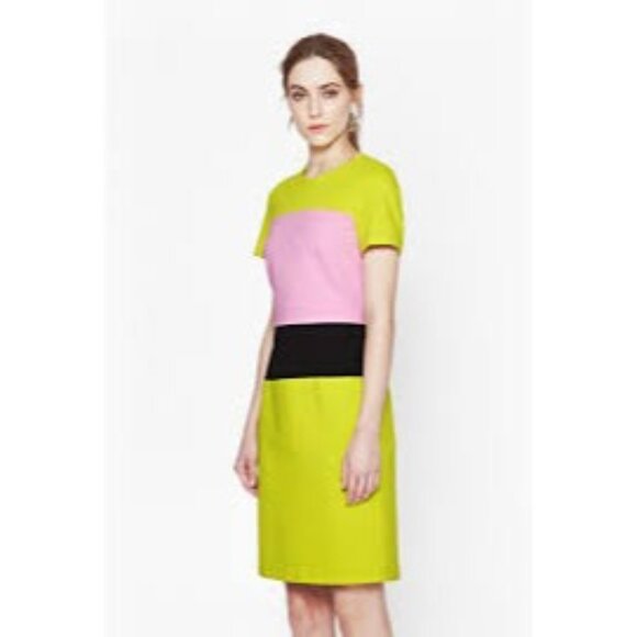 Colorblock Short Sleeve Midi Dress By French Connection Size 6 - Picture 7 of 7